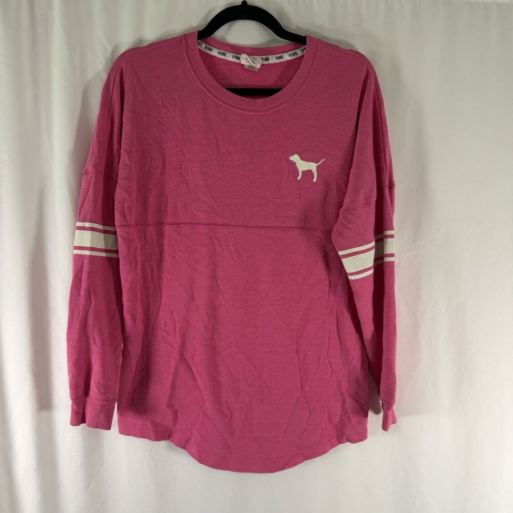 Pink VS Sweater Women's XS Pink Long Sleeve Pullover Cotton Blend Crew Neck